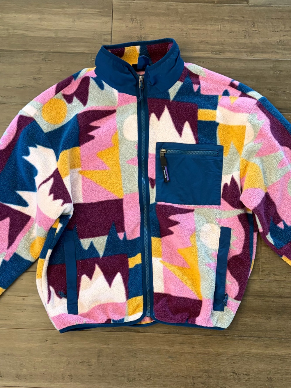 Patagonia Multicolor Geometric Synchilla Fleece Jacket - medium